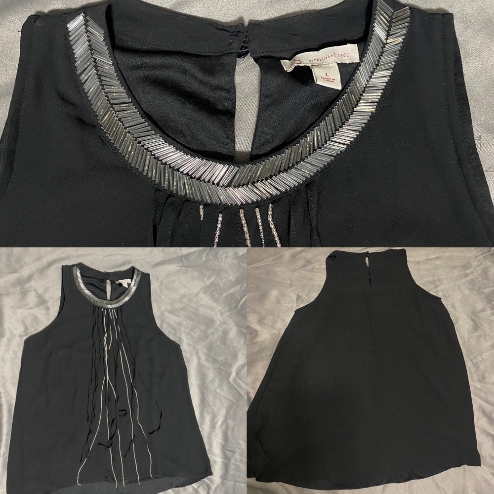 Black sleeveless dress top